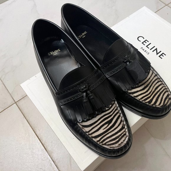 Céline      Black Luco Fw19 Zebra Loafers Shoes - Picture 1 of 7